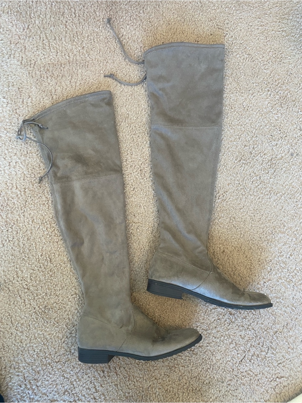 Cute DSW Beige Suede Knee High/Over the Knee Boots